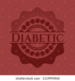 Diabetic badge with red background