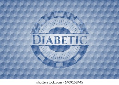 Diabetic blue emblem with geometric pattern background. Vector Illustration. Detailed.