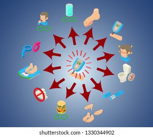 Diabetic concept banner. Isometric banner of diabetic vector concept for web, giftcard and postcard