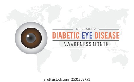 O mês de consciência da doença ocular diabética é observado todos os anos em novembro. Conceito de conscientização médica. fundo, cartaz, modelo de banner Projeto de ilustração vetorial.