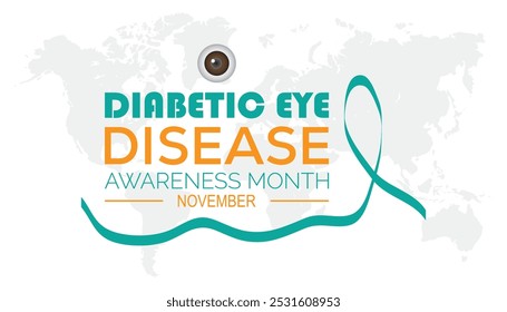 Diabetic eye disease awareness month is observed every year on November. Medical Healthcare Awareness concept. background, placard, banner template Vector illustration design.