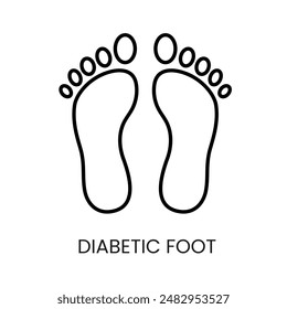 Diabetic foot, diabetes symptom line vector icon with editable stroke