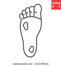 Diabetic Foot Line Icon, Ulcer And Disease, Diabetic Foot Vector Icon, Vector Graphics, Editable Stroke Outline Sign, Eps 10.