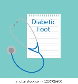 Diabetic foot written in a notebook- vector illustration