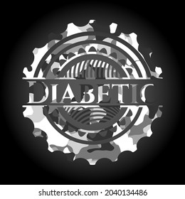 Emblema de camo gris diabético. Ilustración vectorial. 