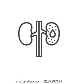 Diabetic kidney disease line icon. linear style sign for mobile concept and web design. Diabetic nephropathy outline vector icon. Symbol, logo illustration. Vector graphics