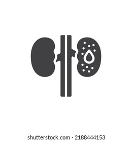 Diabetic kidney disease vector icon. filled flat sign for mobile concept and web design. Diabetic nephropathy glyph icon. Symbol, logo illustration. Vector graphics