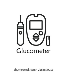 Diabetic Meter Line Icon. Editable Vector EPS Symbol Illustration. 