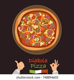 Diabola pizza color flat icon