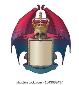 Diabolic coat of arms template. Element for design coat of arms, logo, emblem and tattoo. Color linear drawing isolated on a background.. EPS10 vector illustration