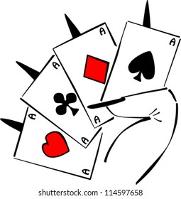 Diabolic hand holds an aces