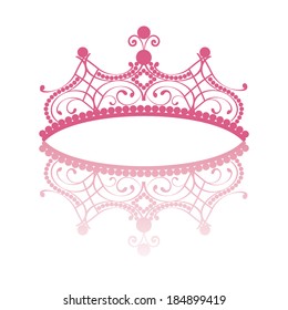 diadem. elegance feminine tiara with reflection. in pink colour isolated on white background.