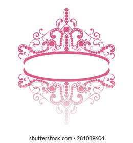 diadem. elegance feminine tiara with reflection. in pink colour isolated on white background.