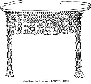 Diadem fastened together at the back with thin twisted wire, vintage line drawing or engraving illustration.