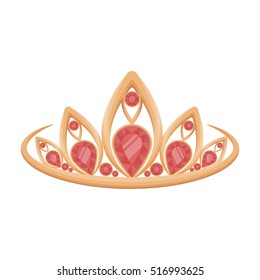 Diadem icon in cartoon style isolated on white background. Jewelry and accessories symbol stock vector illustration.