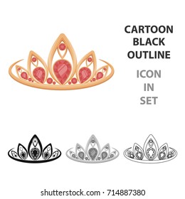 Diadem icon in cartoon style isolated on white background. Jewelry and accessories symbol stock vector illustration.