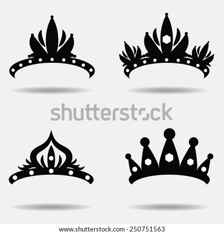 Diadem vector illustration silhouette set. Set of four.