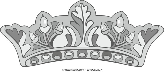 diadema of acorns on the grey background