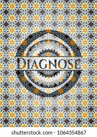 Diagnose arabic badge. Arabesque decoration.