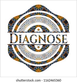 Diagnose arabic emblem background. Arabesque decoration.