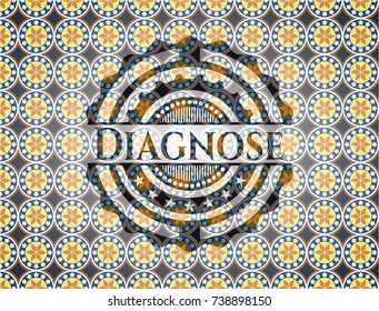 Diagnose arabic style badge. Arabesque decoration.