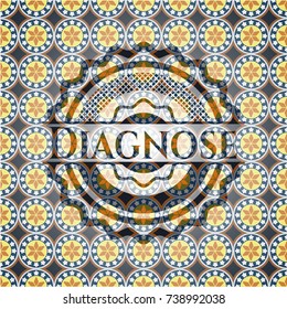 Diagnose arabic style emblem. Arabesque decoration.