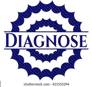 Diagnose emblem with jean background