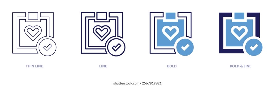 Diagnose icon in 4 different styles. Thin Line, Line, Bold, and Bold Line. Duotone style. Editable stroke.