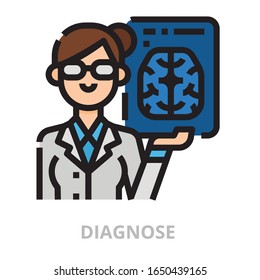 Diagnose icon for website, application, printing, document, poster design, etc.