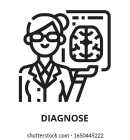 Diagnose icon for website, application, printing, document, poster design, etc.