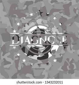 Diagnose on grey camouflage texture