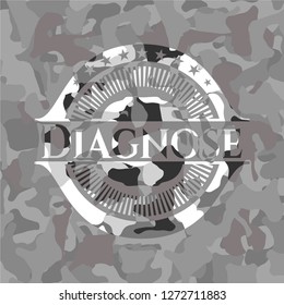 Diagnose on grey camouflaged texture
