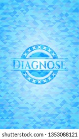 Diagnose realistic light blue mosaic emblem