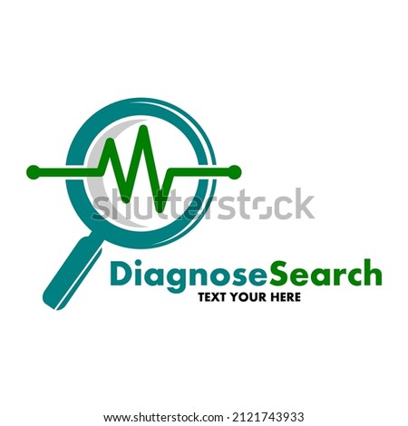 Diagnose search vector logo template. This design use magnifying glass. Suitable for business or medical.