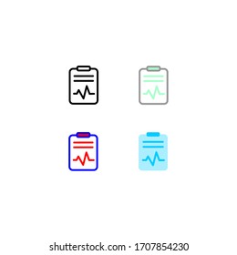 Symbol-Set diagnostiziert. einfach, umrissen, farbig. Gesundheits- und Gesundheitswesen.