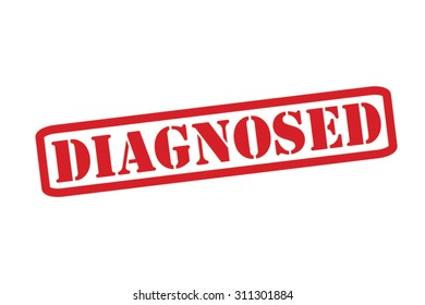 DIAGNOSED red Rubber Stamp vector over a white background.