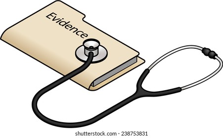Diagnosis and analysis concept: evidence, data, information.