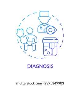 Diagnosis blue gradient concept icon. Disease symptom. Laboratory test. Childhood illness. Health care. Medical consultation abstract idea thin line illustration. Isolated outline drawing