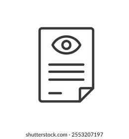 Diagnosis by ophthalmologist, icon in line design. Ophthalmology, diagnosis, ophthalmologist, eye, health, vision, checkup on white background vector. Diagnosis by ophthalmologist editable stroke icon