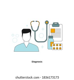 Diagnosis concept illustration. Vector template for website, mobile website, landing page, ui.