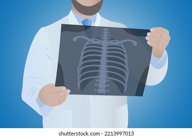 Diagnosis of diseases of the chest by a doctor looking at a picture of a patient. Diagnosis of a neurodegenerative disease in a patient 