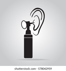 The diagnosis of the ear using the Otoscope, medical icon