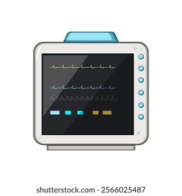 diagnosis ekg monitor cartoon. healthcare telemetry, portable device, leads signal diagnosis ekg monitor sign. isolated symbol vector illustration