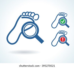 Diagnosis of foot skin vector icon