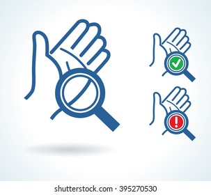 Diagnosis of hand skin vector icon