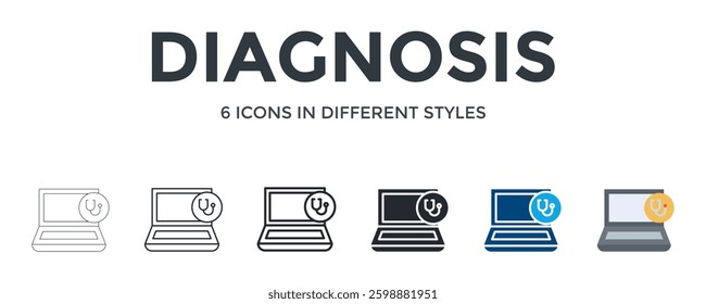 Diagnosis Icon In Different Style Vector Illustration. Designed In Thin Line, Regular Line, Bold Line, Glyph, Color Fill, And Flat Style Can Be Used For Web