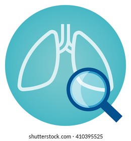 Diagnosis of lung vector icon. The magnifier can be moved
