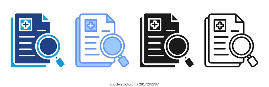 Diagnosis Notes icon set multiple style collection