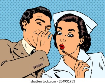 diagnosis patient nurse and male gossip surprise conversation st