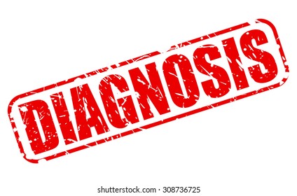 DIAGNOSIS red stamp text on white